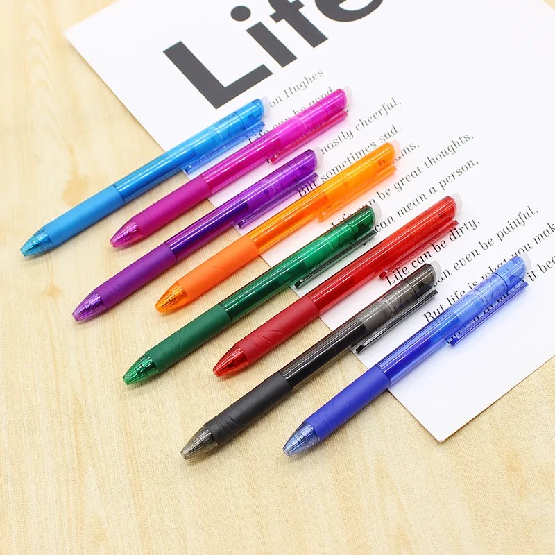 Multi Color 0.5mm Erasable Pen Blue Black with Custom LOGO Erasable Ball-Point Pen with Eraser