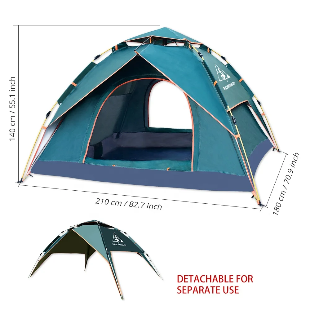Rebornsun pop Up tent family camping 4 person tent portable instant automatic tent waterproof windproof for camping