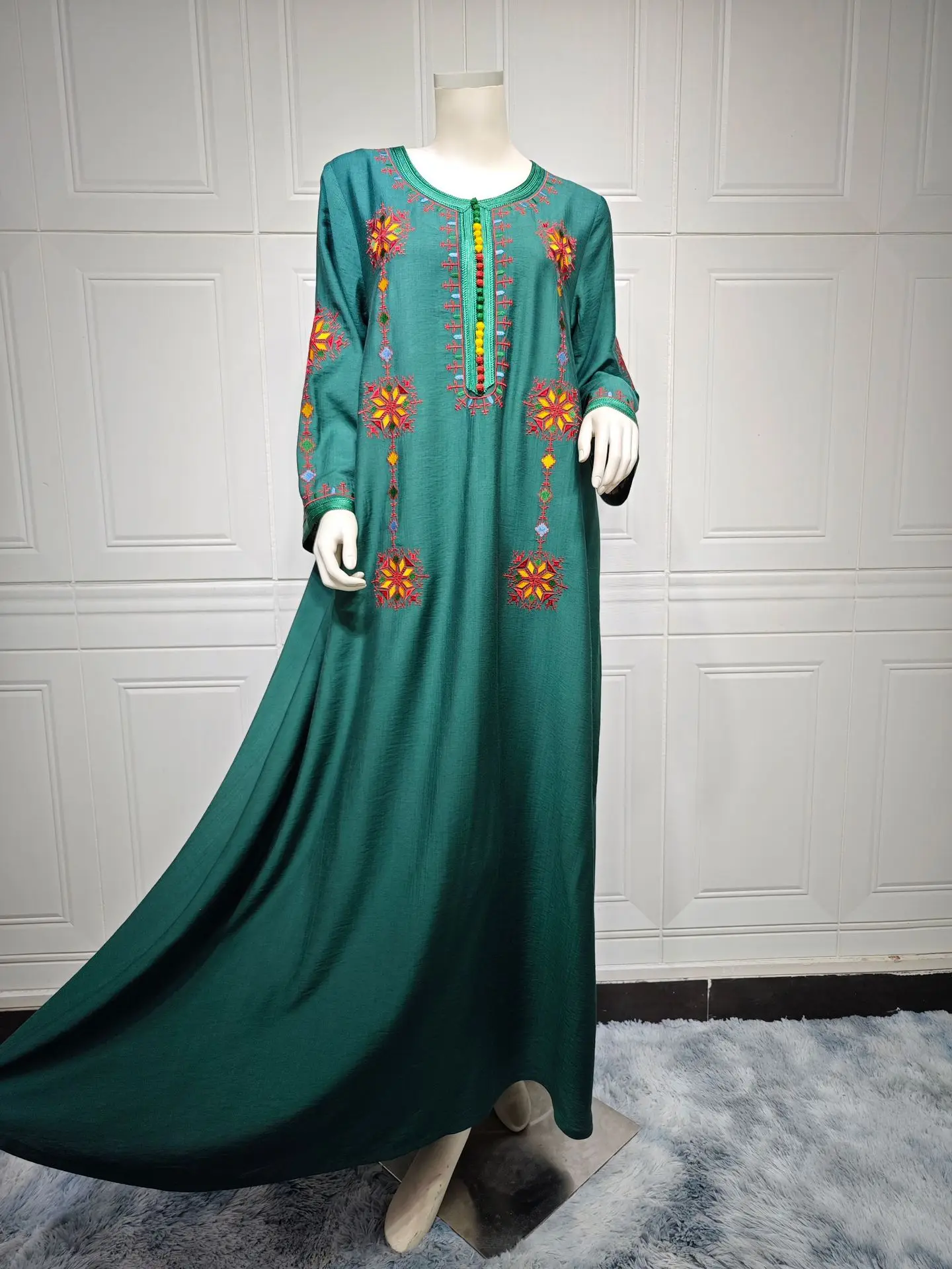 2853 Kuwii Ramadan Eid Abaya Dubai Turkey Muslim Dress Islam Clothing Maxi Dresses Djellaba Jalabiya Kaftan for Women Dubai