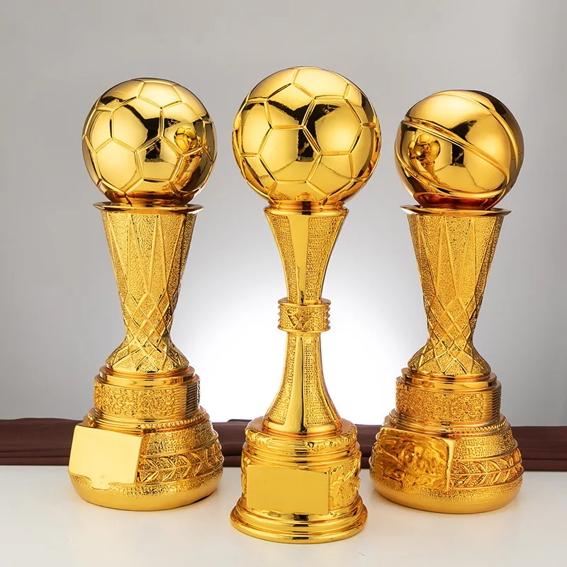 Custom Polyresin Basketball Soccer Football Trophies Silver Copper Golden Championship League Large Trophy Cup