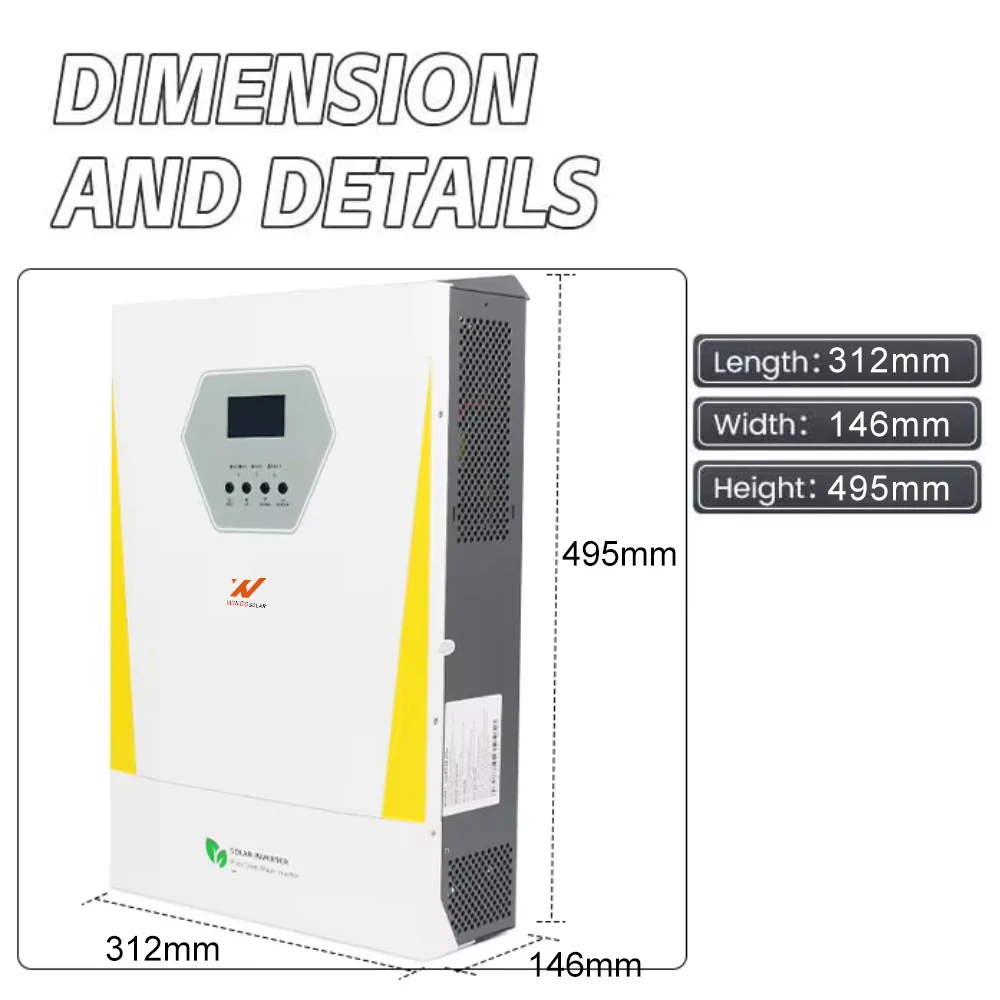Wingosolar 3Kva 24V 48V 3500W 5Kw 5Kva Off Grid DC To AC Solar Inverter Without Battery