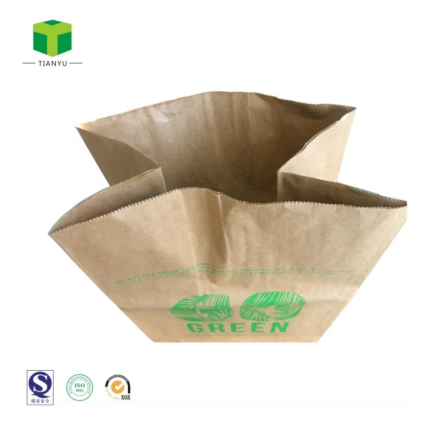 Multiwall Waterproof Biodegradable Paper Bag Brown Kraft Lawn Leaf Trash Garbage Yard Waste Rubbish Sacks
