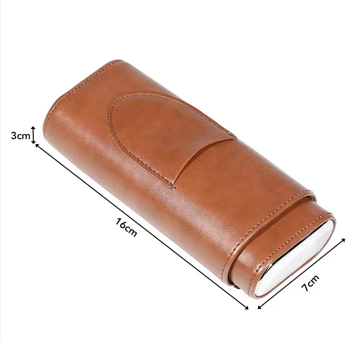 Hot Sell Men Bag Cigar Boxes Portable Pocket Cigar Case Travel Humidor Cabinet Luxury 3 pcs Leather Cigar Case with Cutter
