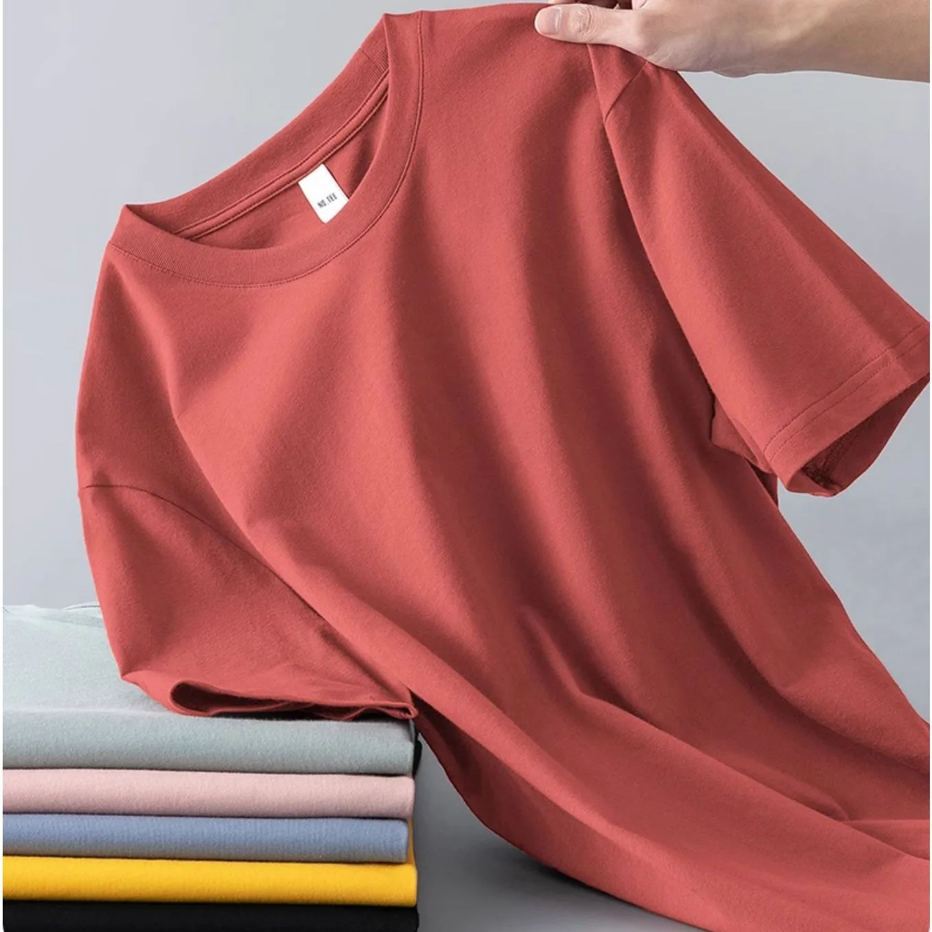 2024 New Arrival Premium 230 gsm 100% Xinjiang Cotton Round Neck Unisex Heavyweight Classic White Short Sleeve Basic Tee