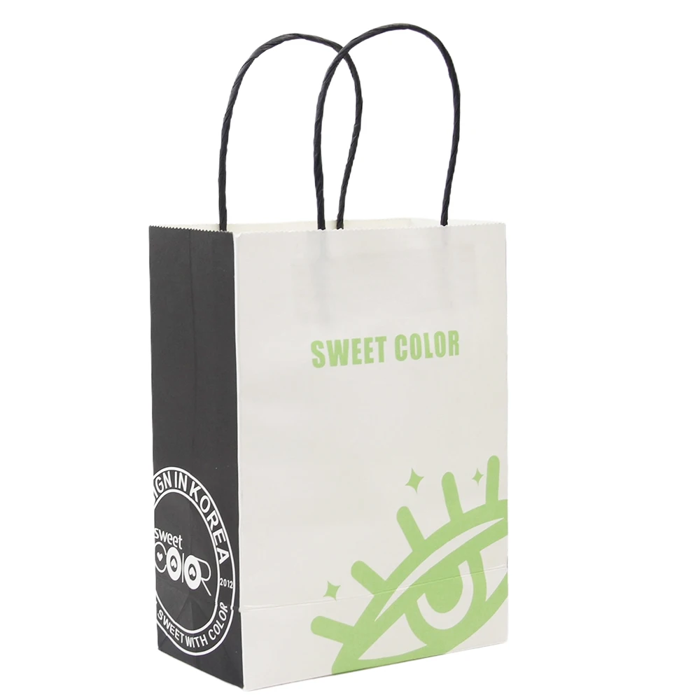 Best Price White kraft brand logo Personalized customizable size eyeglasses Shopping Product with handle glasses paper bag