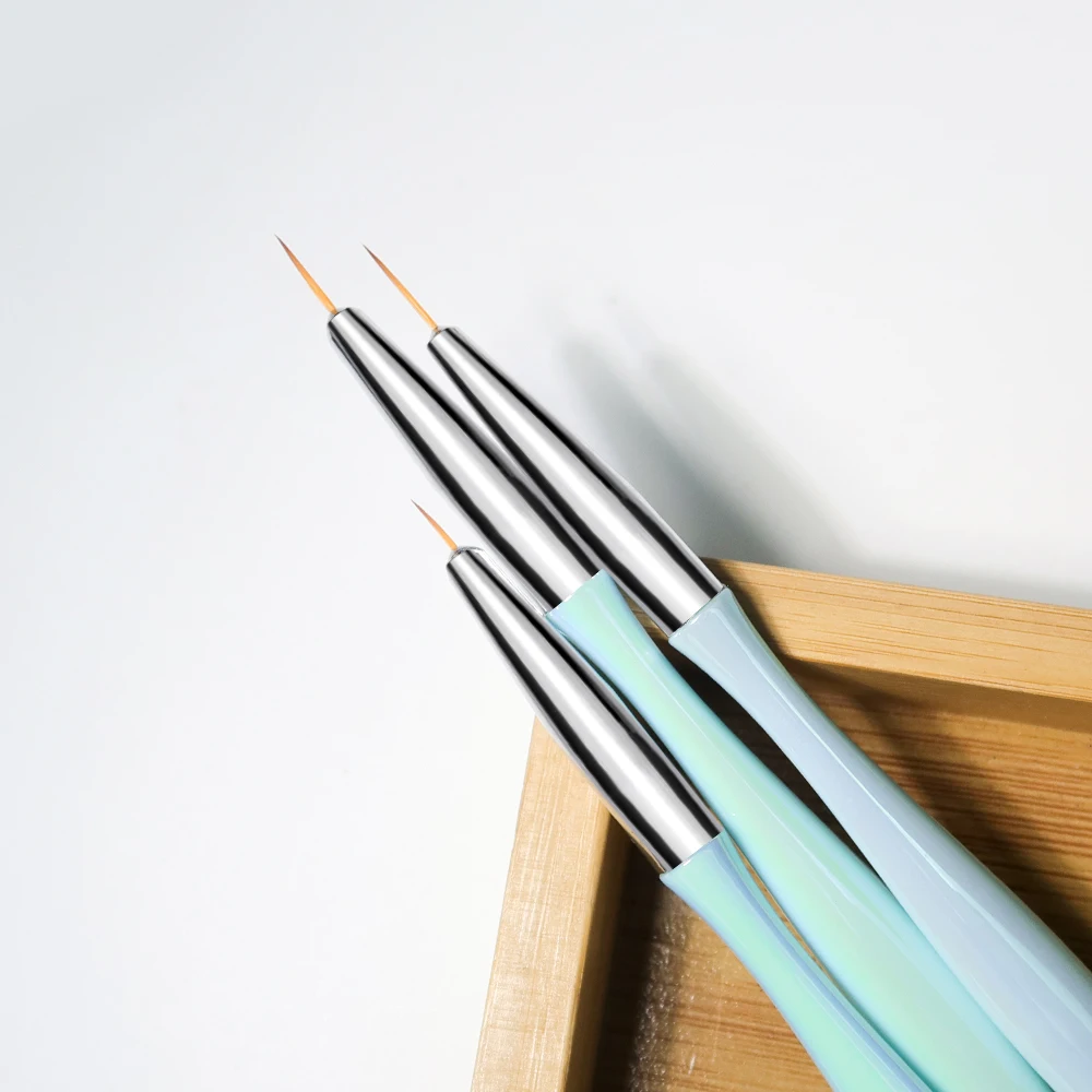 2024 Hot Sale Nail Brush Set Acrylic Handle 3D Custom Logo Fine Liner Painting Brush Set