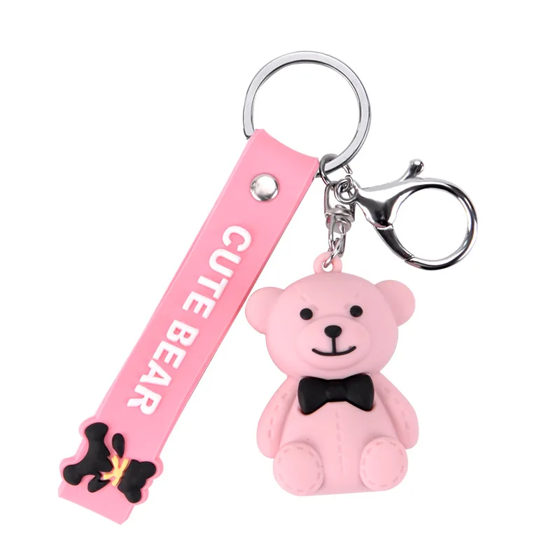 Multi Shapes Cartoon Astronaut Bear Duck key chain Cute 3D Rubber Key Chains Bag Pendant