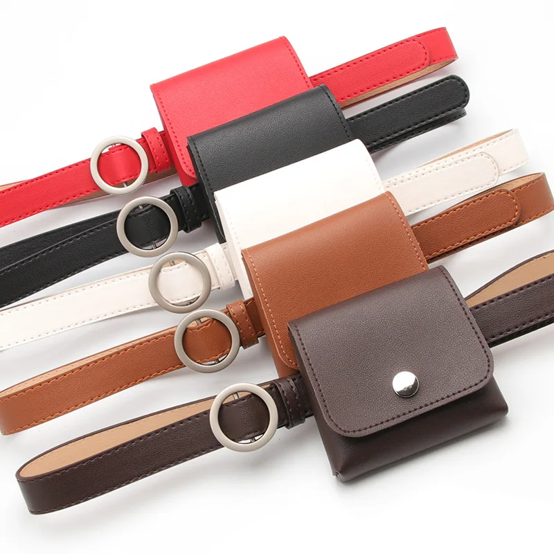 
Fashionable without hole round buckle fine belts purse female leisure key zero wallet Waistband leather belt wholesale 
