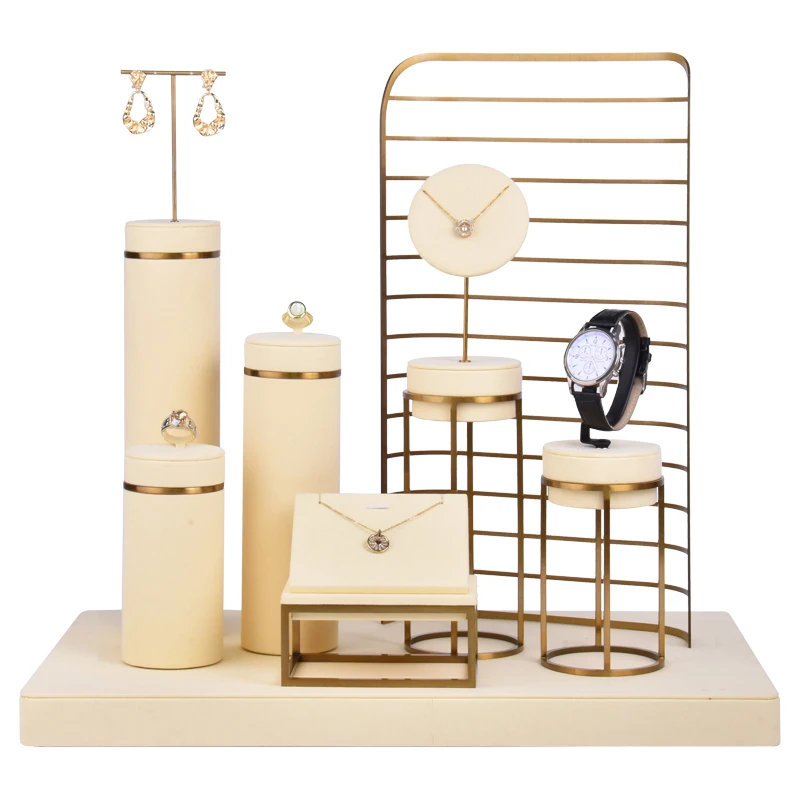 Jinsky Custom Logo Unique High -end White Super Fiber Metal Necklace Jewelry Packaging & Display Set Luxury