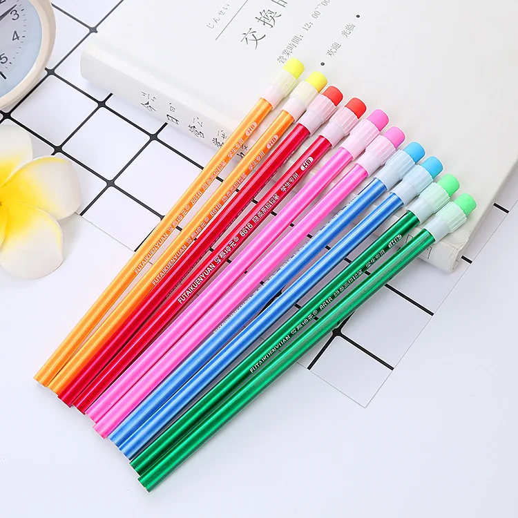 Wholesale Back To School Cheap Price Custom Standard Pencils Hb 2b 2h Lead Hexagonal Round Triangle Pencil With Eraser