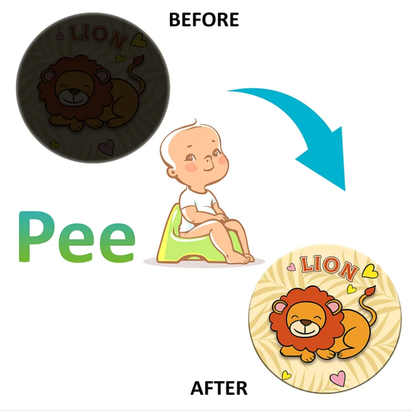 custom small mini round funny colour changing potty training sticker for children ,toilet
