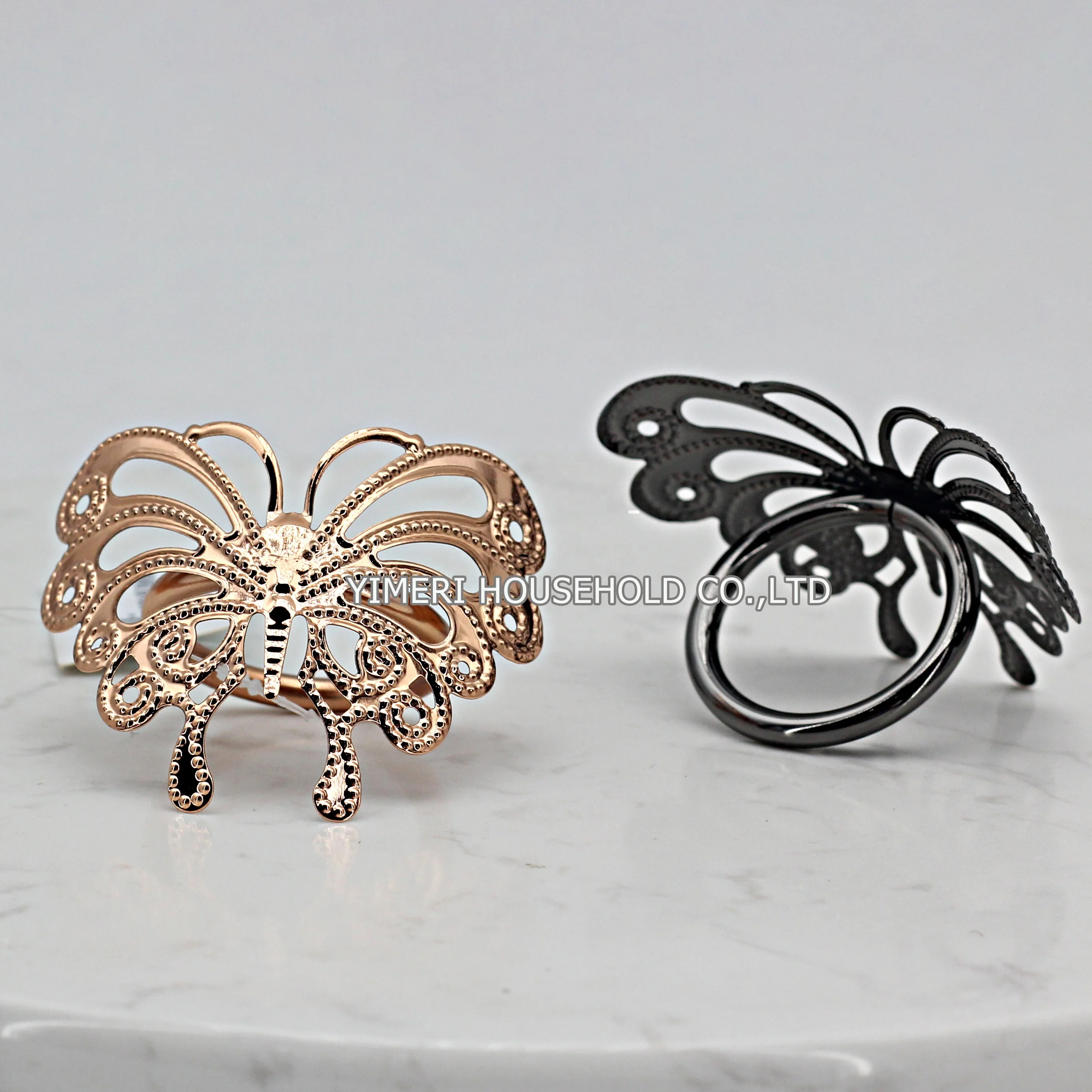 custom iron metal golden butterfly napkin ring for wedding banquet dinner party birthdays table decor