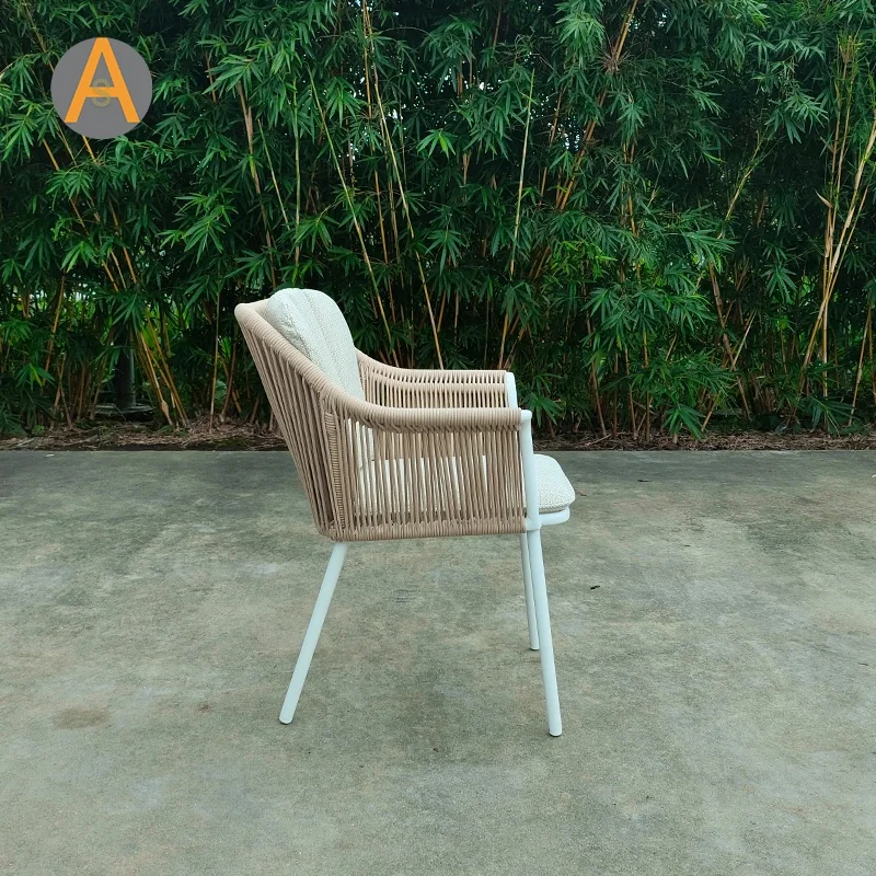 New design rope chair aluminum Beverage Shop balcony hotel garden outdoor chair for restaurant