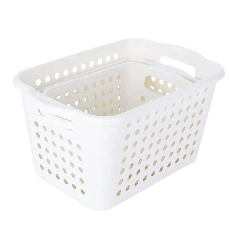Wholesale  Portable  Plastic Storage Baskets with hollow-out handle