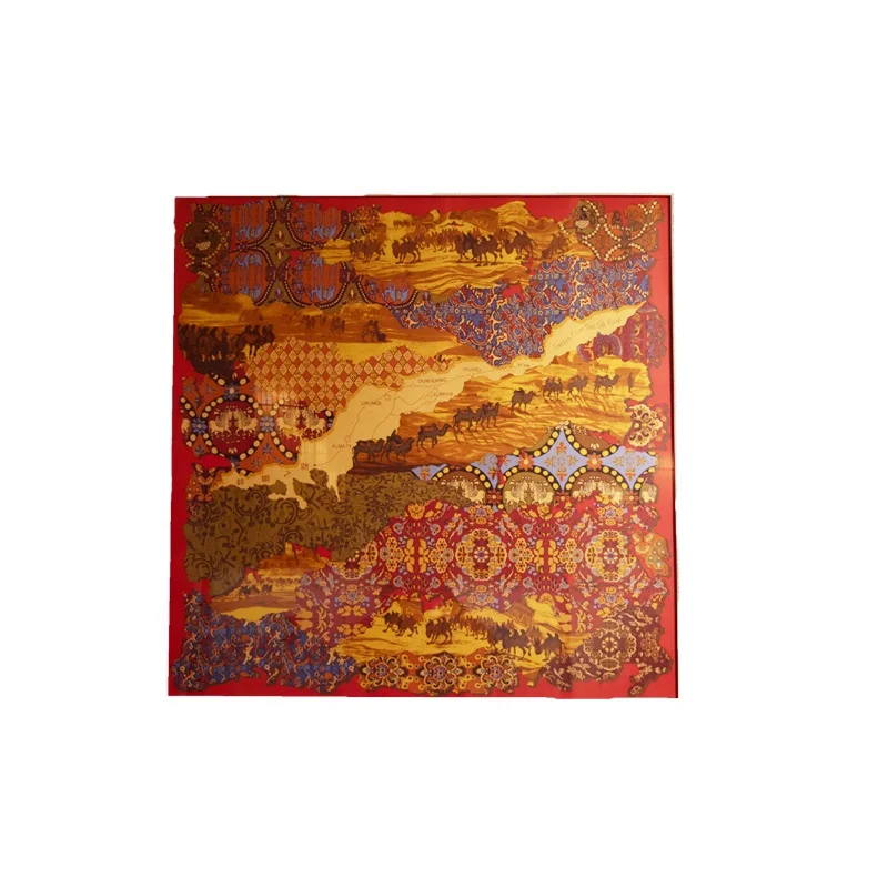 Fashion Most Popular China Custom 100% Pure Print Women Silk Scarf 90*90cm