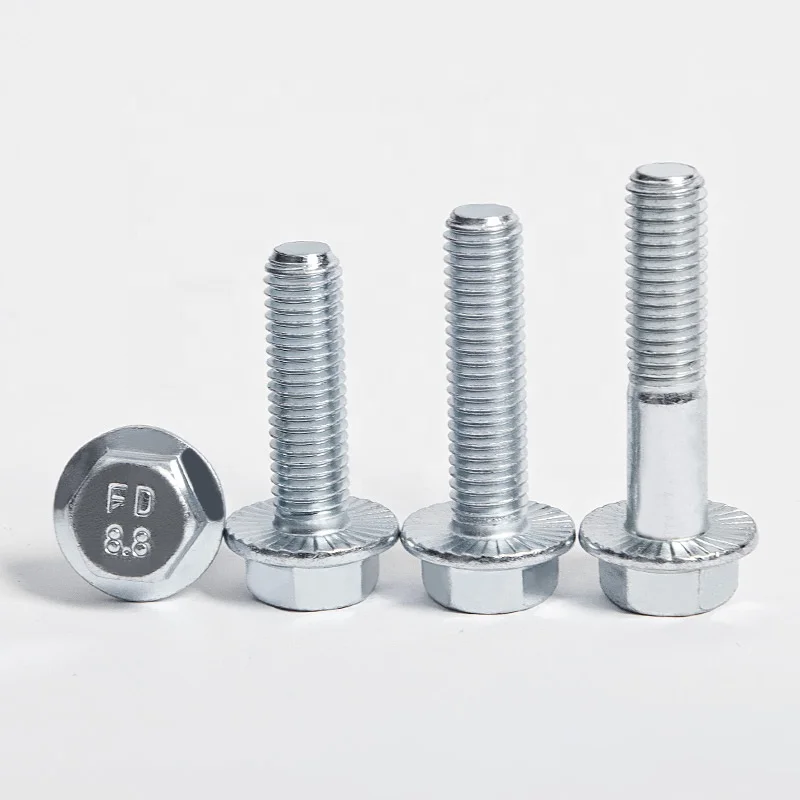 Hot Sale Carbon Steel Galvanized 8.8 10.9 Zinc M6 Hex Head Hexagon M6x16 14mm Flange Bolt M8