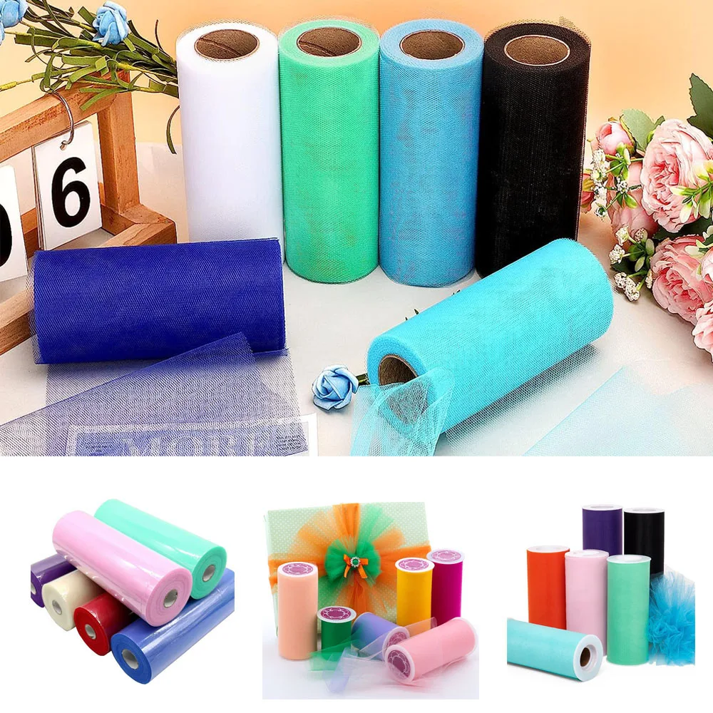 78 colors 25 yards woman fashion tulle sheet knitted fabric tulle fabric for wedding background deco