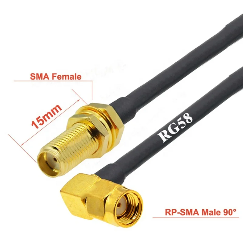 Copper Conductor Coaxial Sma Female Plug Right Angle Crimp For Rg58 RP SMA Mela 90 Degrees Rg58 Cable Connectors