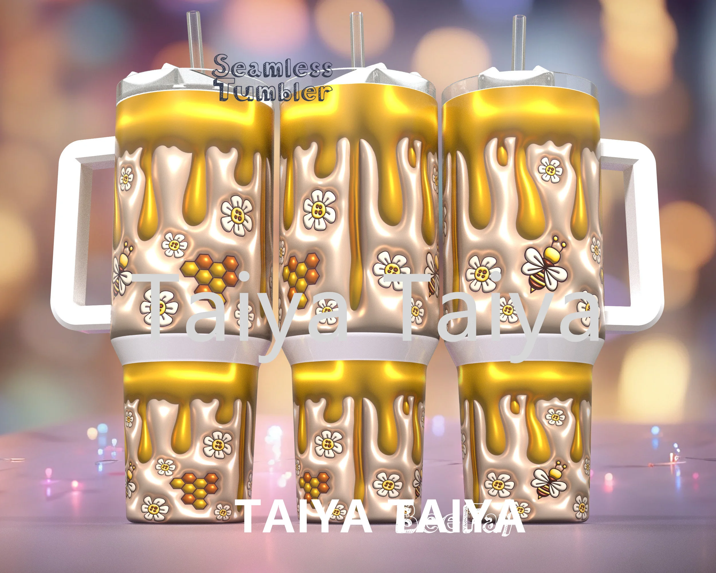 2024 Large Capacity 3D Inflated Puffy 40oz mama football flower tumbler with handle cup double layer cup