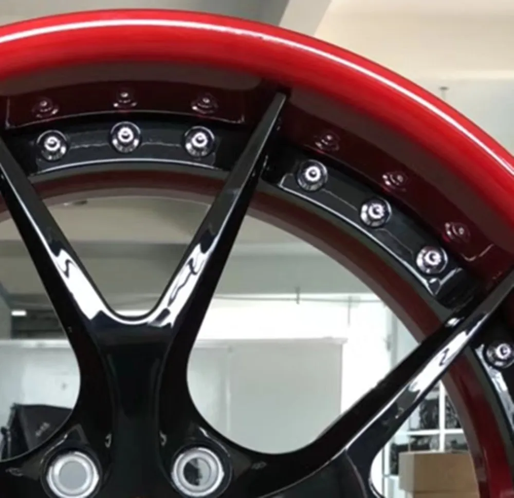 Aftermarket forged wheels 19 inch black 114.3 x 5 rims red lip for Honda civic