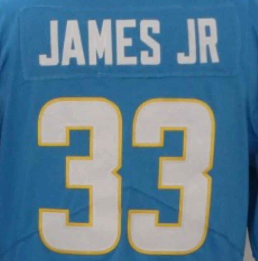 Derwin James Powder Blue 2020, лучшее качество, сшитая футболка для американского футбола