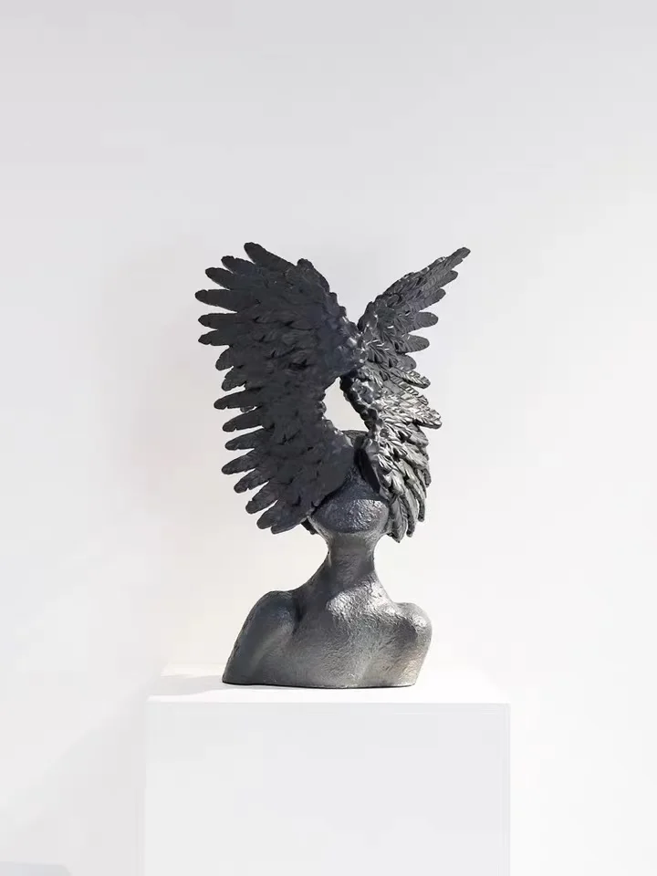 home assesories luxury home decor Soft Decoration Golden Nordic Light Luxury  Character FAIRY Resin Angel Wings Bust Sculpture