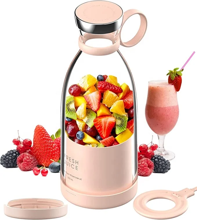 AHLC Wholesale 350ML Travel Portable USB Rechargeable Electric Wireless Lemon Orange Automatic Fruit Juicer Cup Blender