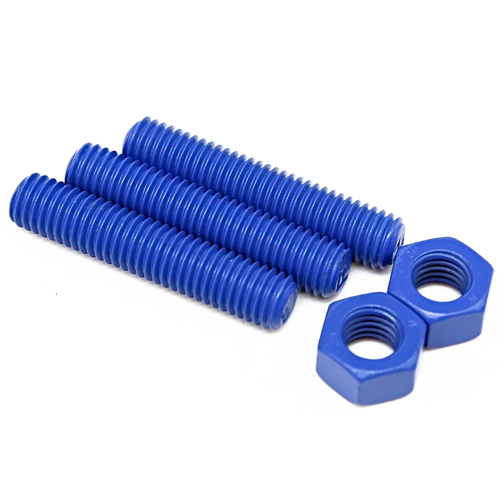 PTFE Fluorocarbon xylan coating Astm a193 thread screw rod Stud Bolt suppliers ptfe rod thread