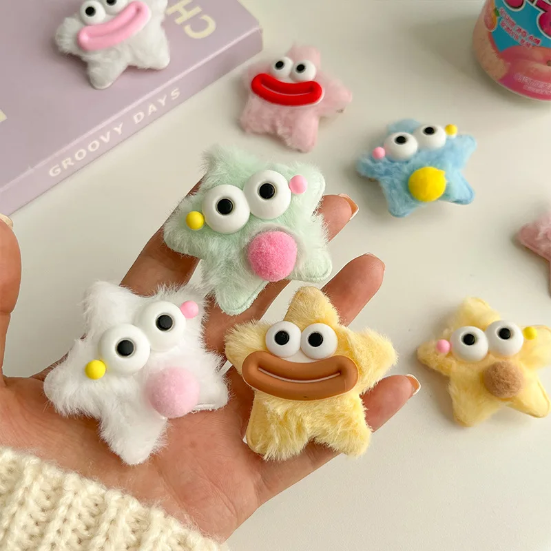 Cute Sausage Mouth Plush Star Hair Clip Funny Creative Pentagram Headpiece for Kids And teens