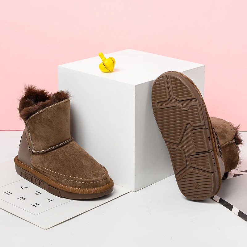 Bairuilun Меховая зимняя утепленная одежда для детей зимние ботинки до щиколотки; Размеры & ботильоны плюшевые зимние сапоги на нескользящей подошве для детей