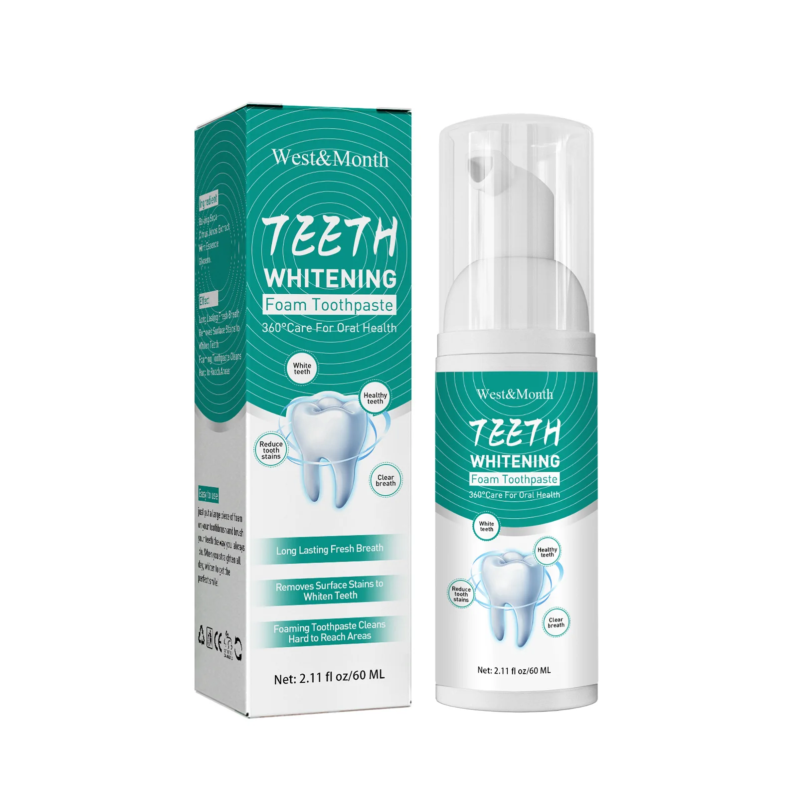 Foam toothpaste Breath freshening whitening toothpaste Tooth anti-moth mouth cleaning tooth stains and gum care