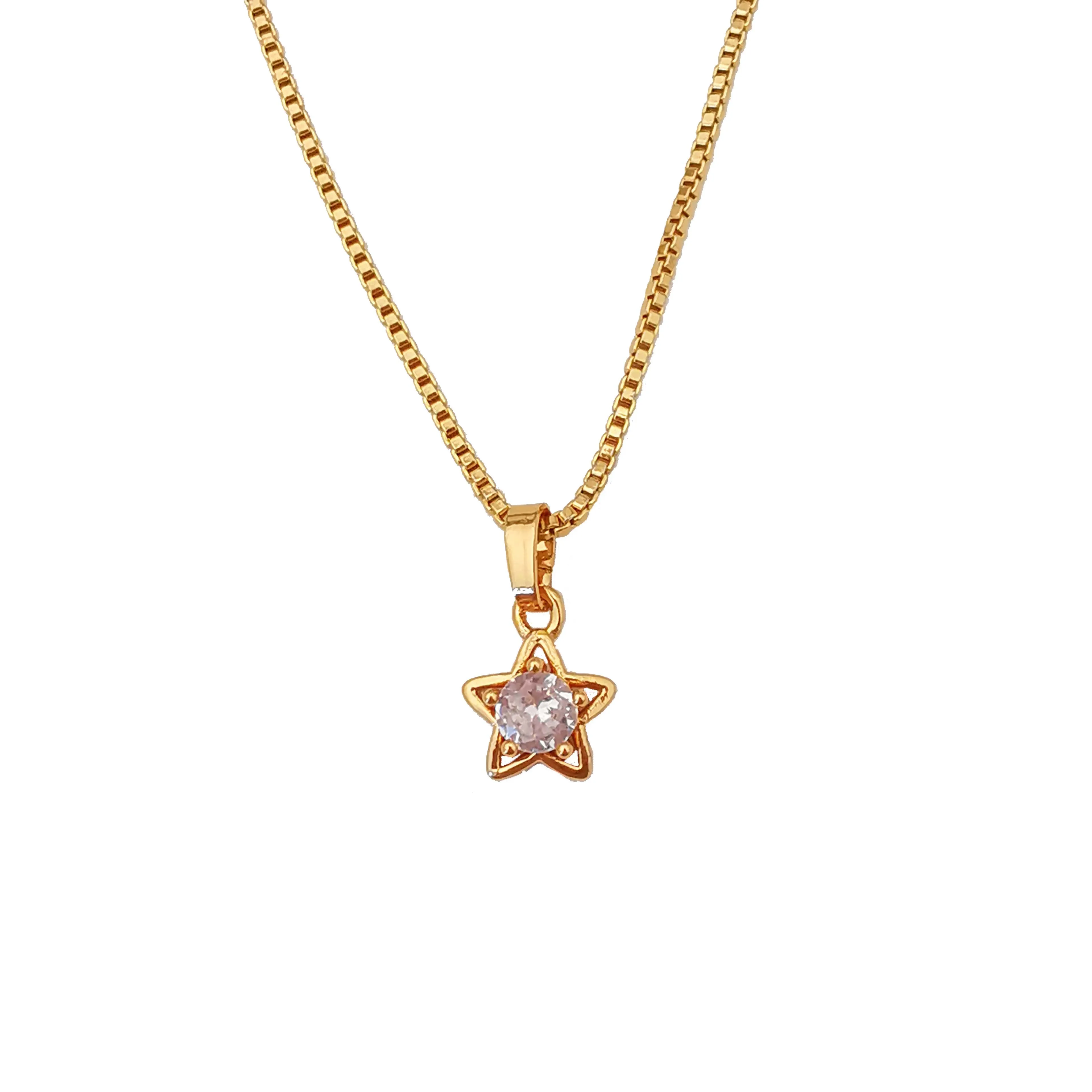 wholesale factory zircon star jewelry 18K gold-plated star pendant necklace 2023