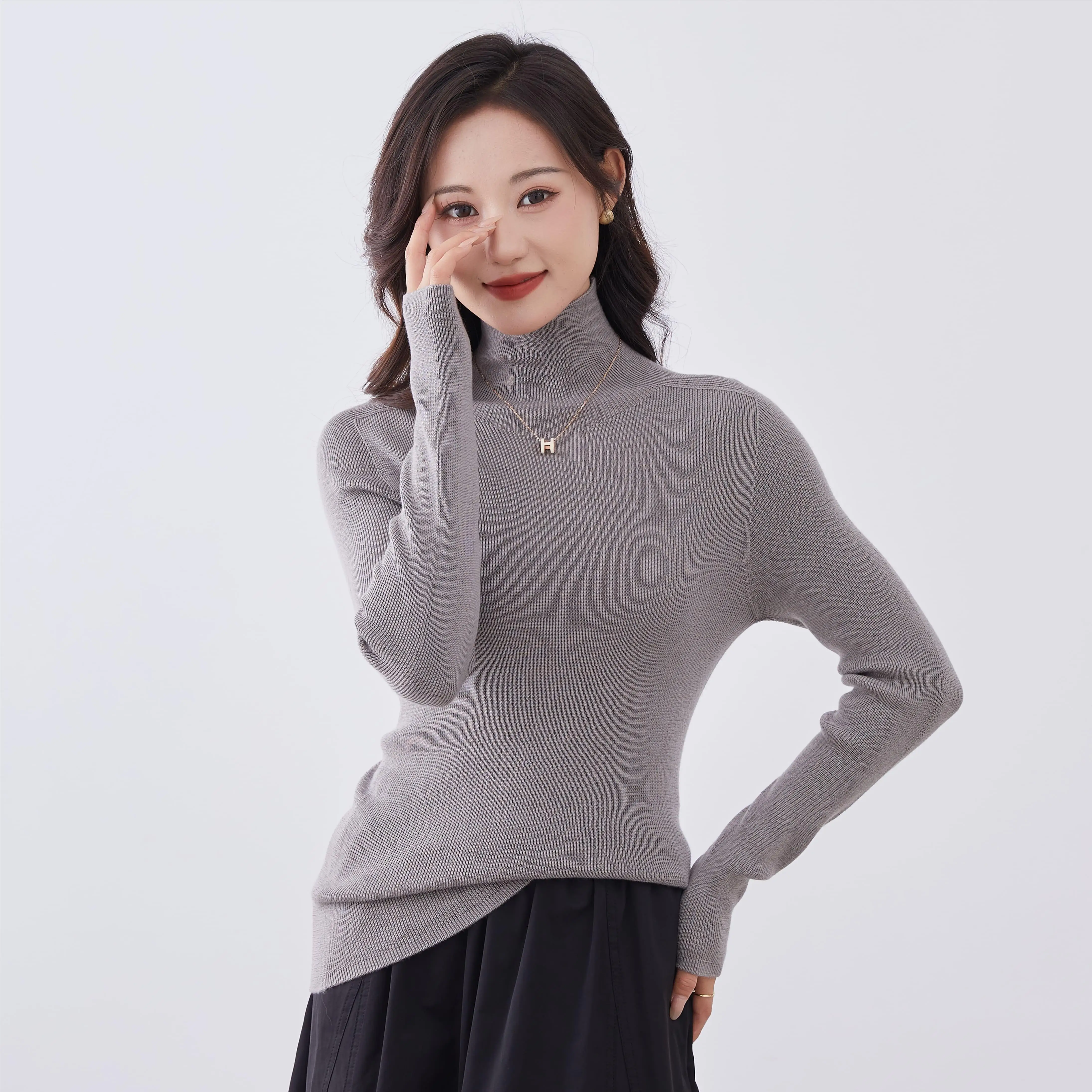 2024 Hot Women Crocheted 400G Wool Turtle Neck Stripe Special Shirts Knitwear Available In Multiple Sizes