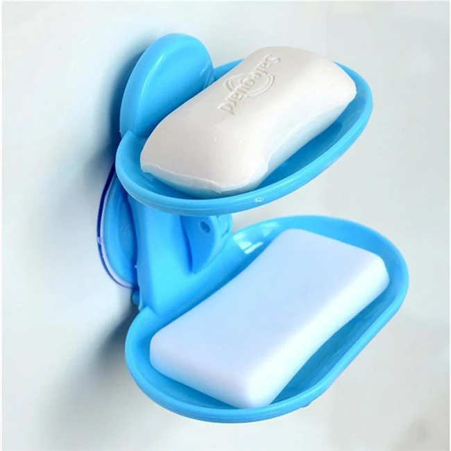 Explosion Models Double Bathroom Strong Sucker Double Layers Soapbox Draining Holder Soap Dish