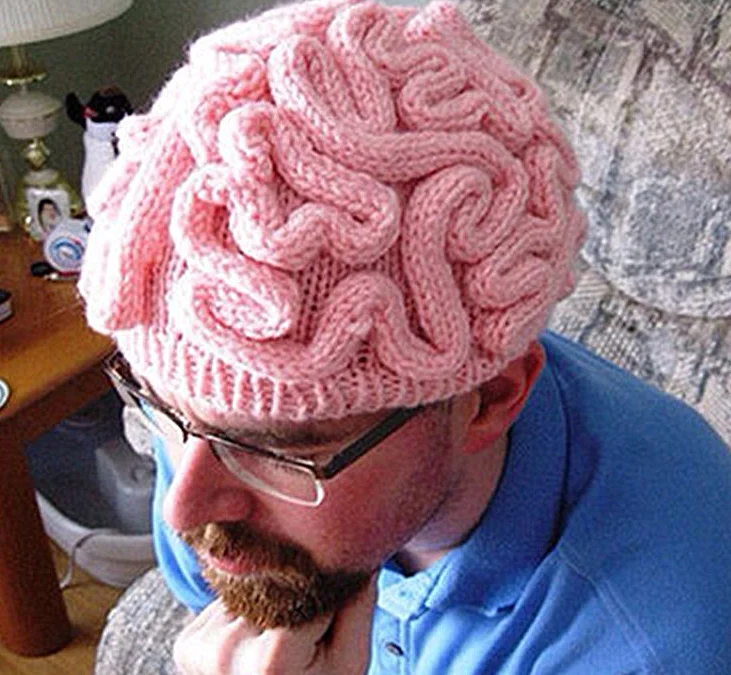 Solid Color Custom Funny Winter Kit Hats Mischievous Brain Hat Outdoor Warm Beanies