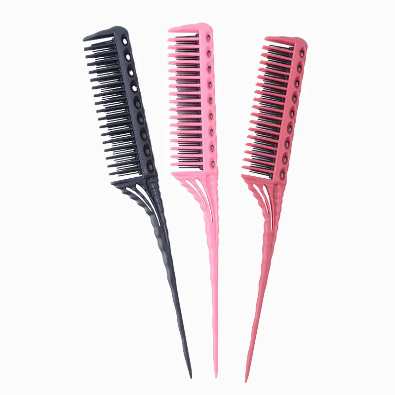 3-Row Teeth Teasing Comb Detangling Brush Tail Comb Adding Volume Back Coming Hairdressing Combs Hairbrush 3 Colors