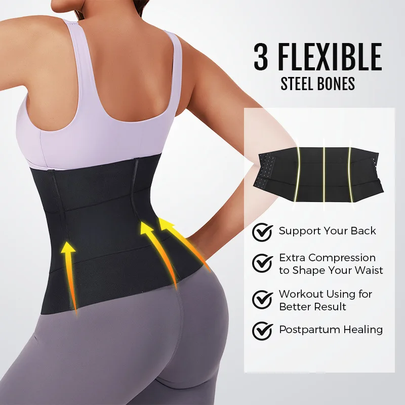 OEM High Compression 3 Hooks Corset Latex Women Sports Waist Wrap Band Trainer Belly Tummy Wrap Belt Tummy Tucker Shaper Wear