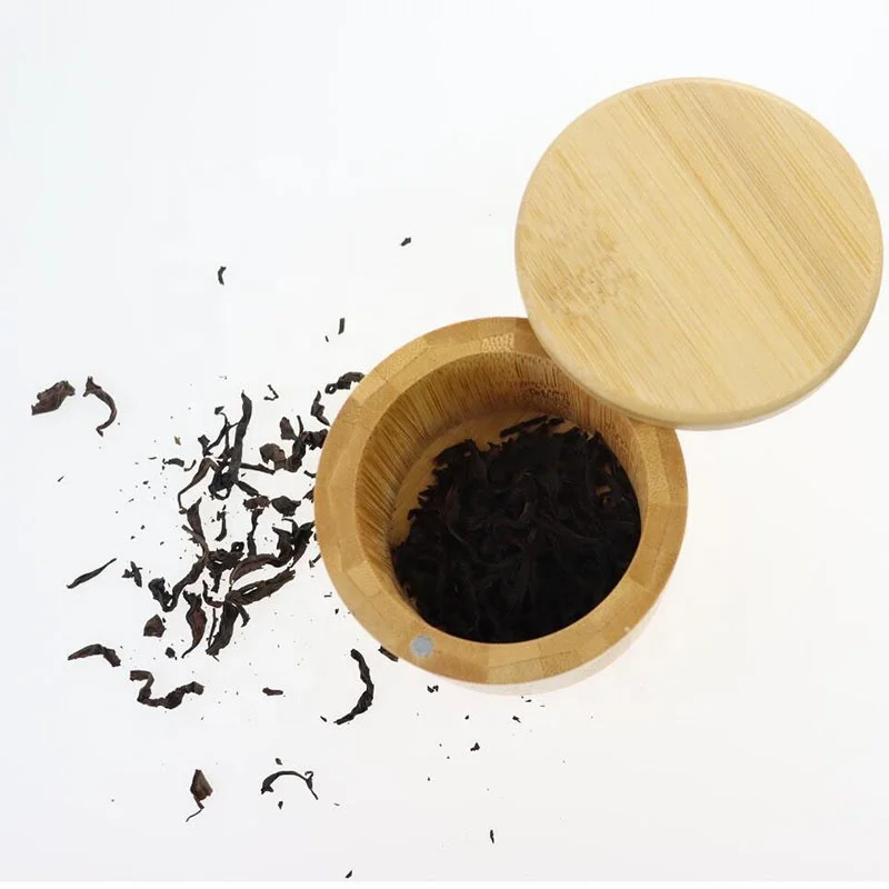 Rotating Seasoning Jar Container with Magnetic Lid Two Compartments for Spices Round Storage Salt Shaker Spice Box