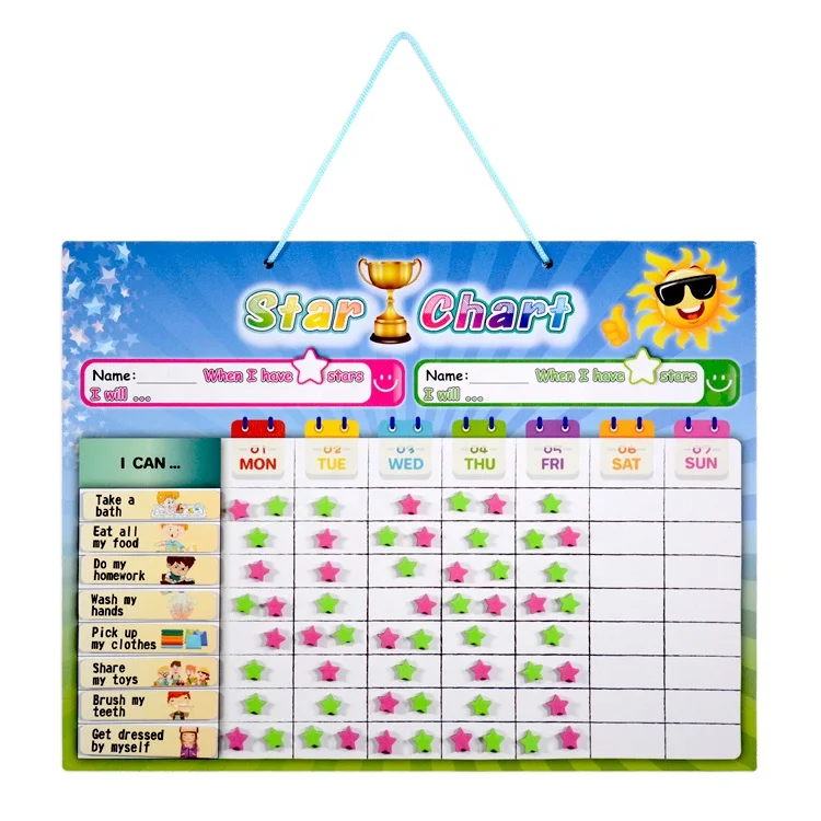 Magnetic Reward Star Chart For Children With Hanging Rope Encourage Learning Reward Good Behavior Magnetic Dry Erase Board