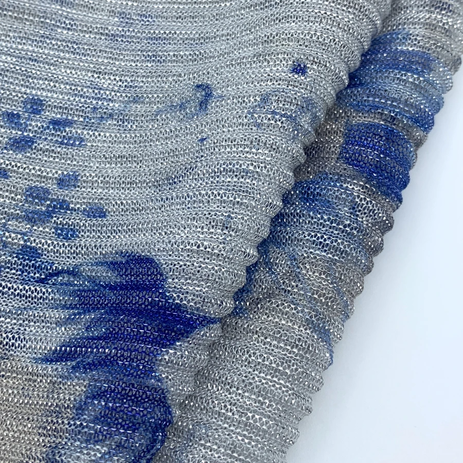Customized high-density knitted lightweight perspective lurex digital printing and pleated fabric