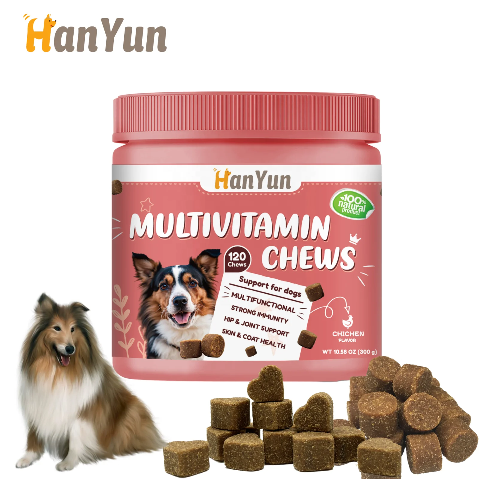 Factory Price Customized Multivitamin Soft Chews For Dogs Supplement Chicken and Beef Flavor for Pet of All Ages Immune Support