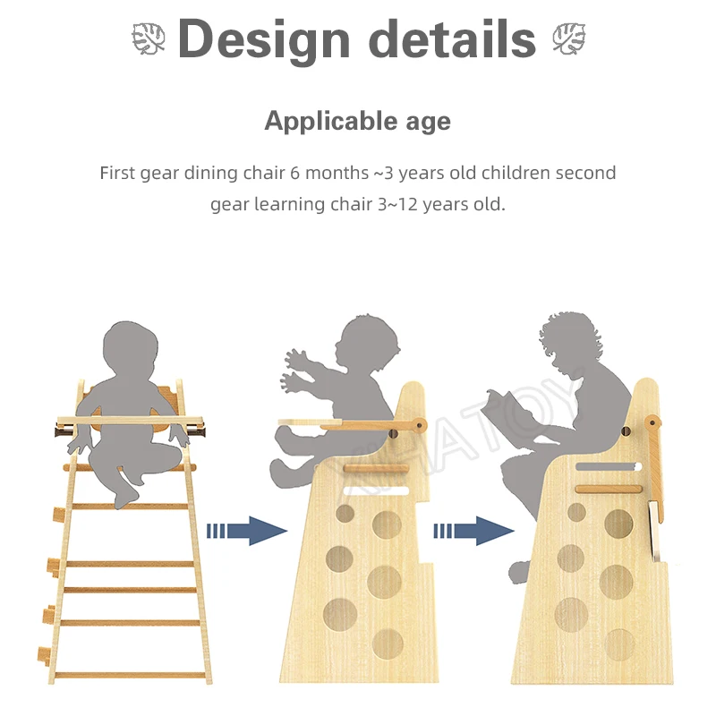 XIHA 2021 New Wooden High Chair Baby Feeding Convertible Portable Baby Toddler Dining Booster Seat Kids Table High Chair