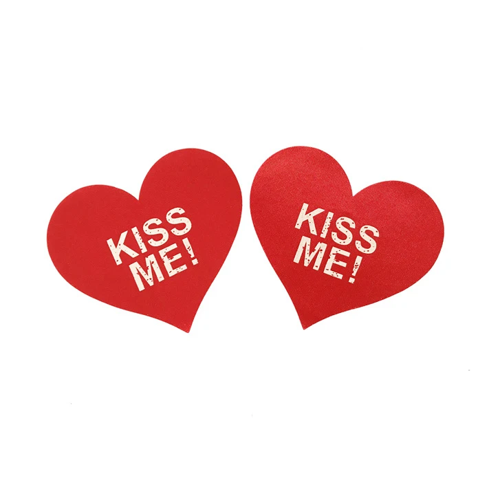 
Wholesale Kiss Me Breast Pasties Satin Fabric Adhesive Glow In The Dark Disposable Nipple Pasties 