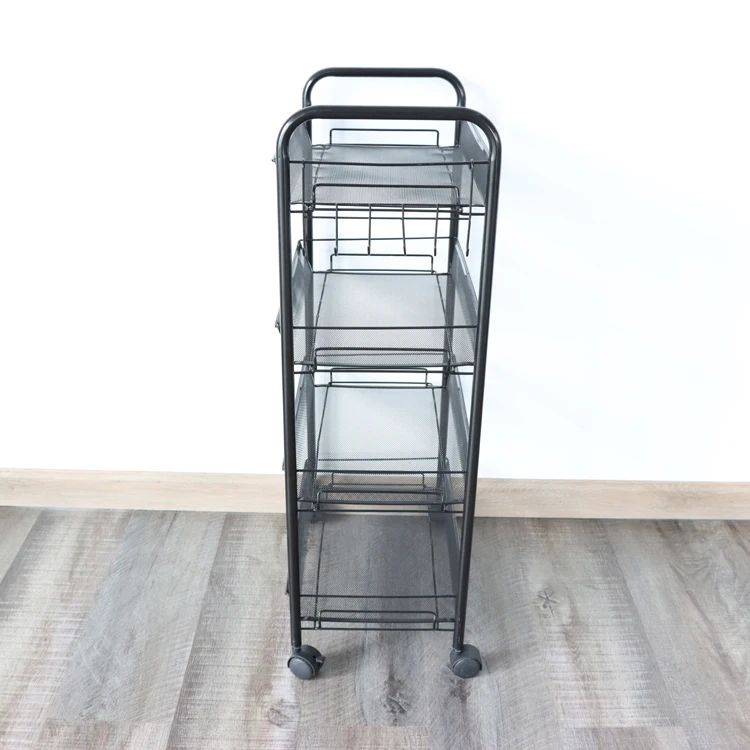 Kitchen Furniture 4 Tiers Metal Fruit Vegetable Storage Rack Kitchen Moving Storage Carts