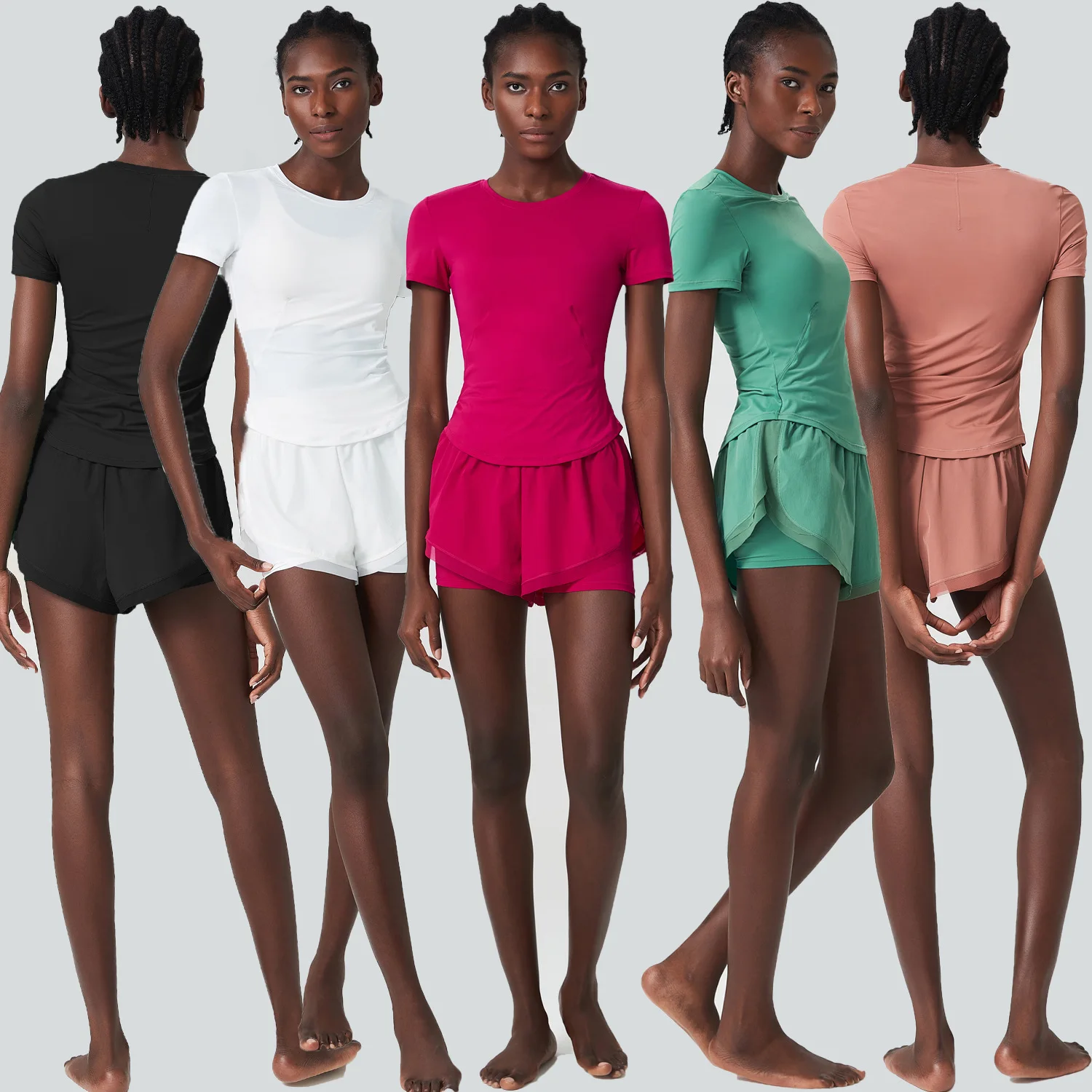 Summer quick-dry Shirts shorts Fitness set Large size Elastic Ice silk sportswear