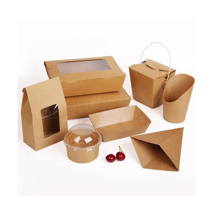 Food Grade Eco-Friendly Disposable Easy Takeaway Fast Food Cardboard Take Away Food Packaging Lunch Boxes For Restaurant Paper