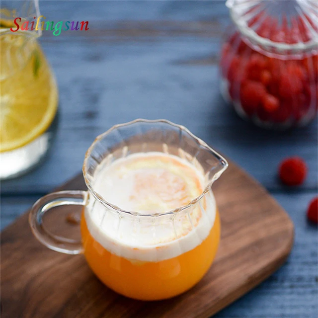 Dishwasher safe stripe fancy handle thermo glass hot juice coffee mug