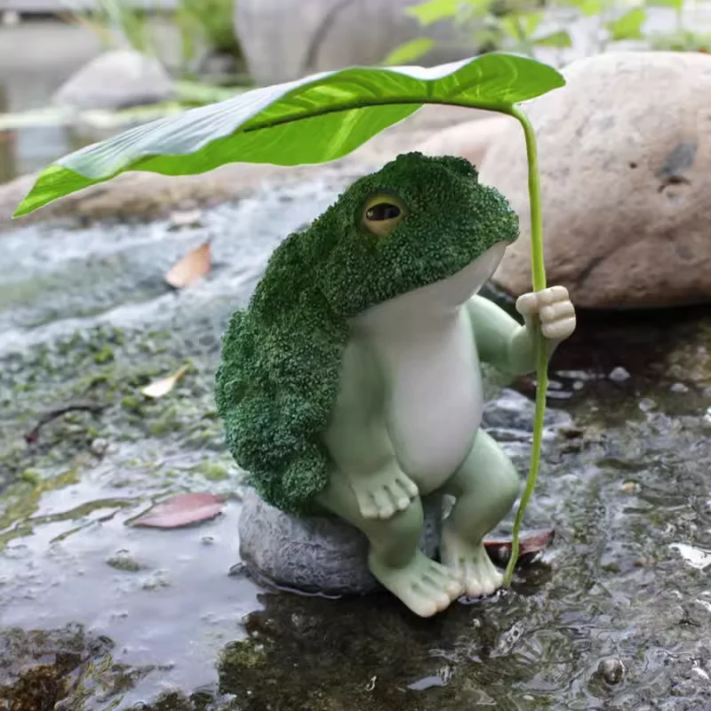 Outdoor Garden Decor Resin Frog Statue Folk Art Fiberglass Sculpture Animal Model Figurine