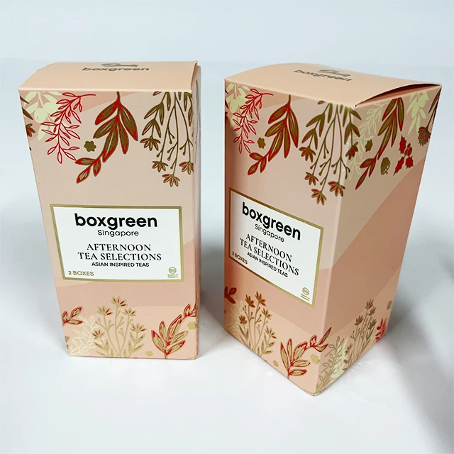 Custom Printed pink Texture Paper Boxes for Afternoon Tea Bag Box