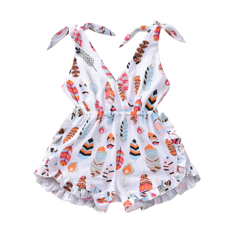 
2021 new arrival Summer litter baby girls Suspended jumpsuit ,our door casual infants romper 